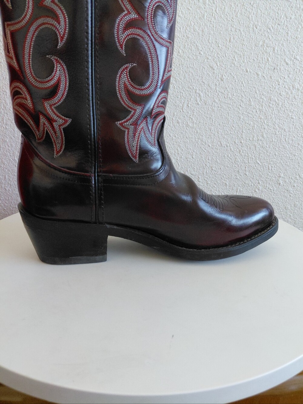 Cowtown Burgundy Leather Western  Rodeo Farm Boots - Picture 3 of 15